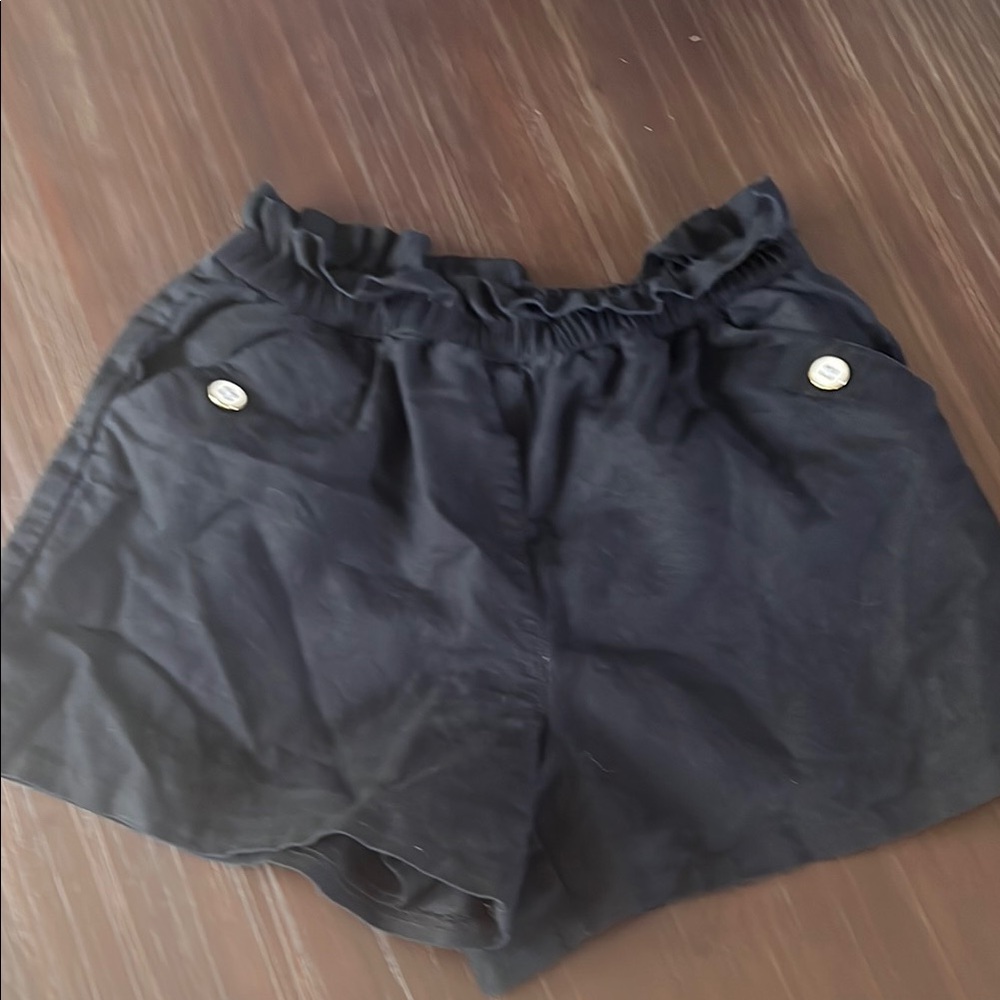 Janie and Jack Girls Linen Black Ruffle Waist Shorts